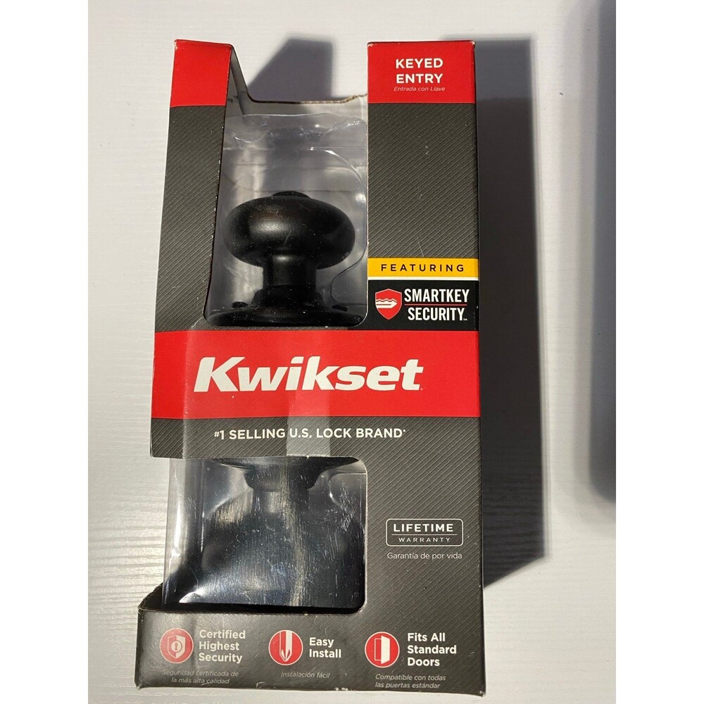 Kwikset Hancock Keyed Entry Knob SmartKey Security Venetian Bronze Open Box